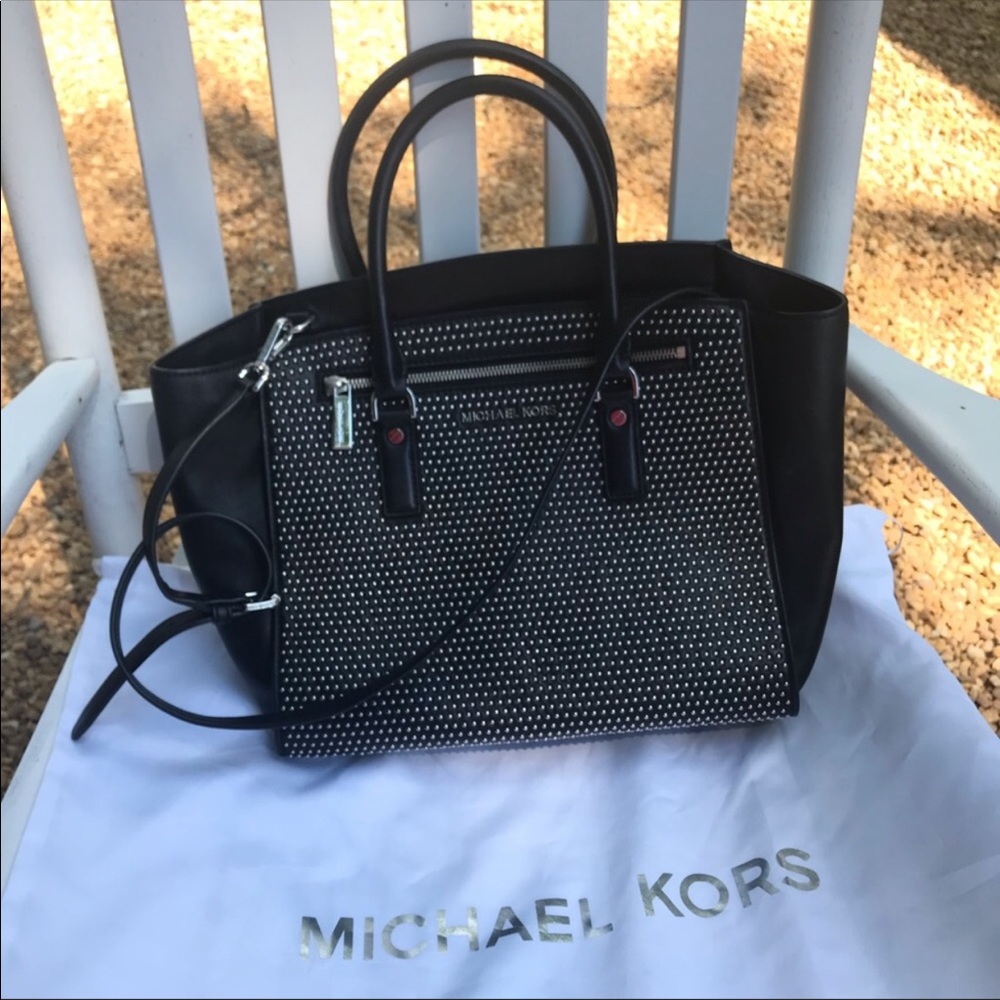 Black large mk satchel with strap